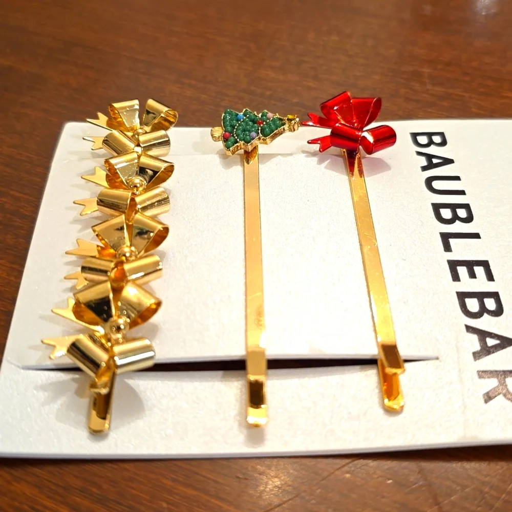 BaubleBar Set of 3 Holiday Hair Bobby Pins - NEW